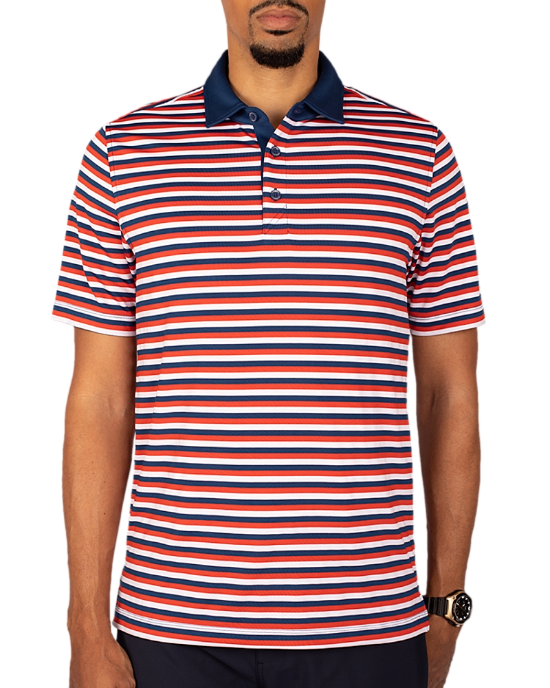 トップス butcher products POLO Cutter & Buck Mens Forge Polo Multi Stripe - Cutter & Buck