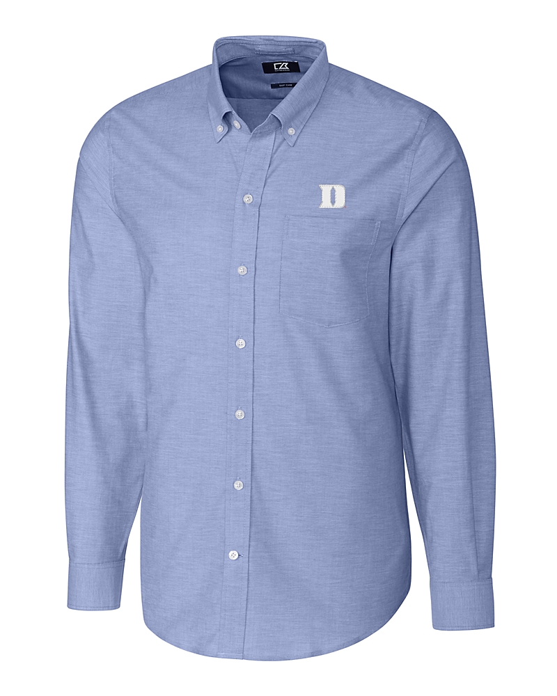 Cutter & Buck Duke Blue Devils Easy Care Stretch Oxford Mens Long Sleeve Button Down Shirt in Charcoal | XXL