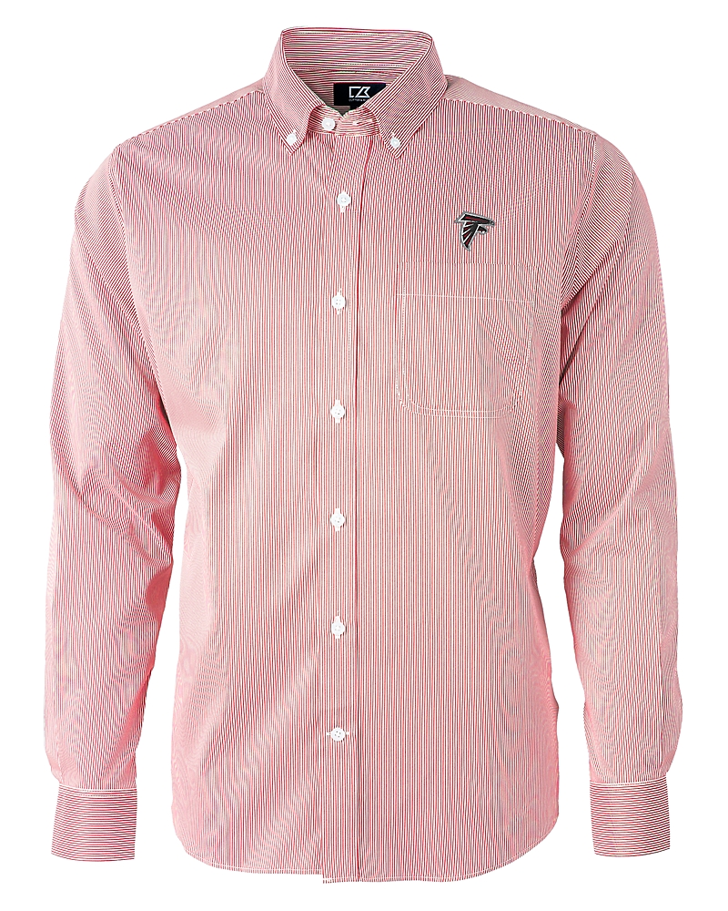 falcons dress shirt Atlanta Falcons Cutter & Buck Versatech Pinstripe Stretch Mens Long Sleeve  Dress Shirt