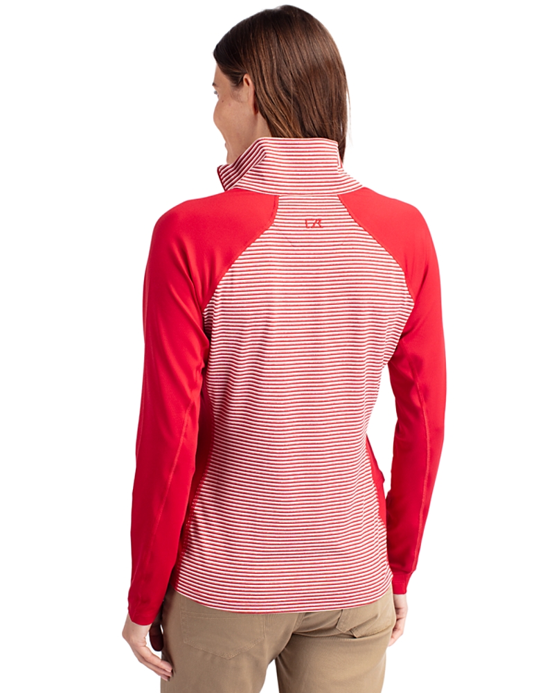 Cutter & Buck Forge Tonal Stripe Stretch Half Zip Womens Top