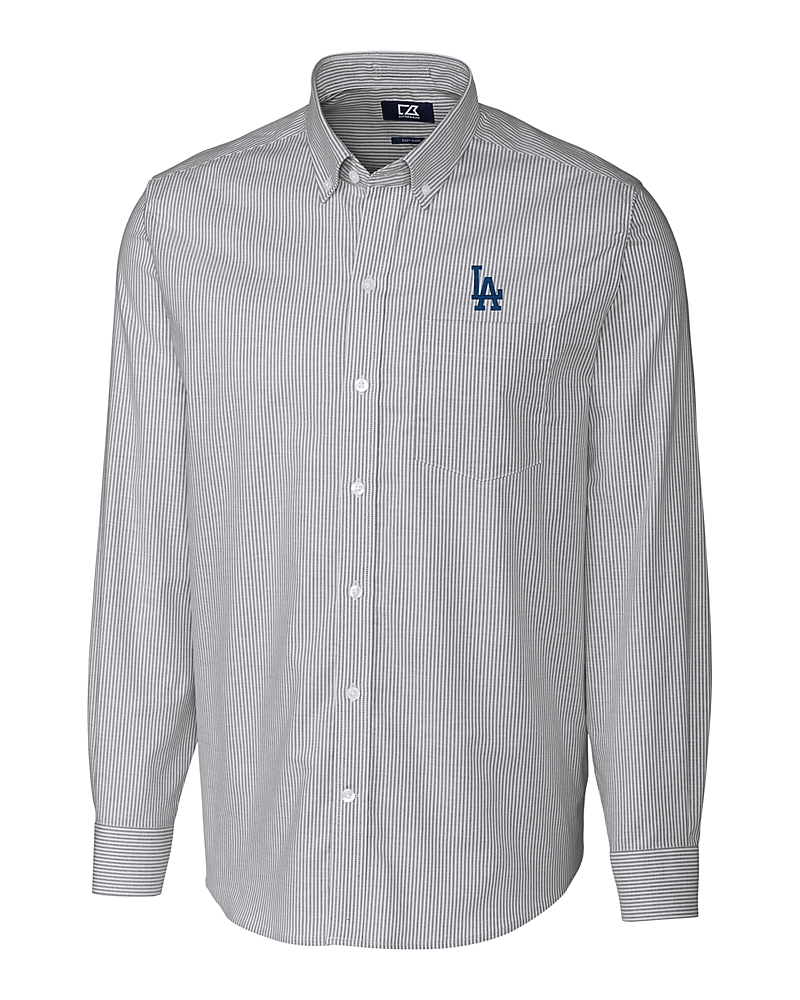 Los Angeles Dodgers Cutter & Buck Stretch Oxford Stripe Mens