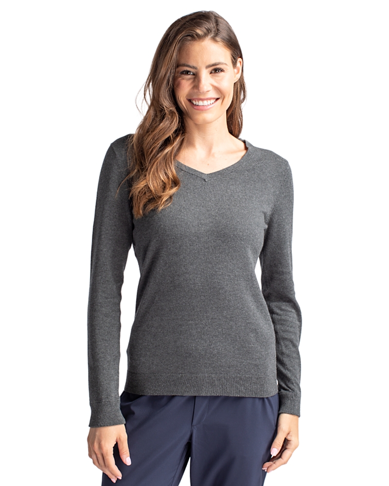 Women's Wired Knit Sweater V-Neck Pullover Long Sleeve