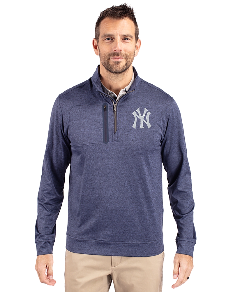 New York Yankees Cutter & Buck Stealth Heathered Quarter Zip