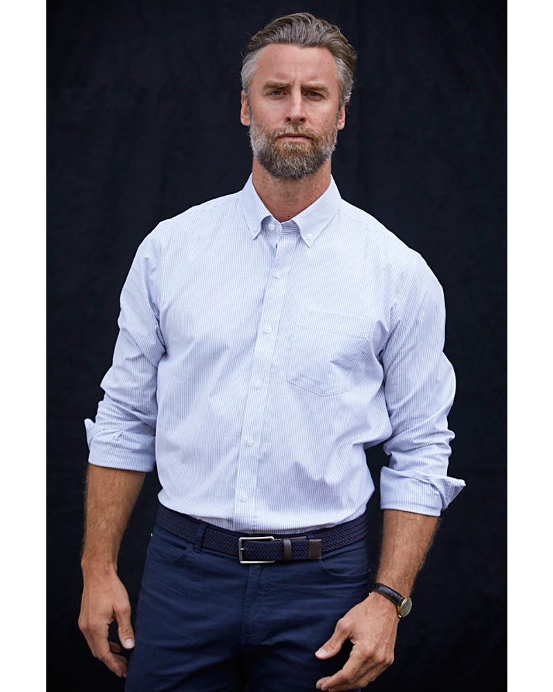 knee length dresses for ladies Male Blue Oxford Long Sleeve Blue / M main image 1