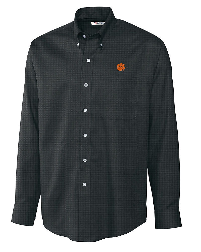 Clemson Tigers Cutter & Buck Epic Easy Care Nailshead Mens Long Sleeve  Dress Shirt