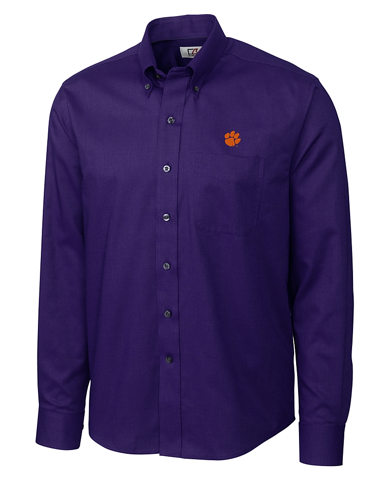 Clemson Tigers Cutter & Buck Epic Easy Care Nailshead Mens Long Sleeve  Dress Shirt