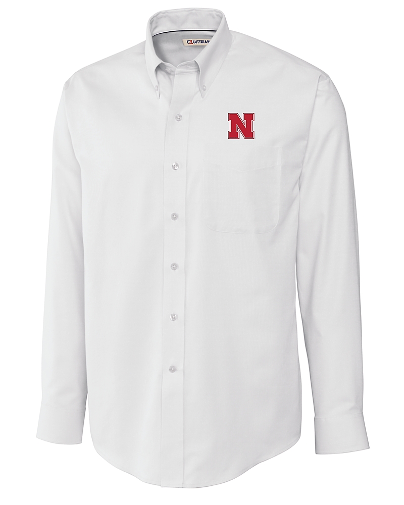 nebraska dress shirt Nebraska Cornhuskers Cutter & Buck Epic Easy Care Nailshead Mens Big and  Tall Long Sleeve Dress Shirt