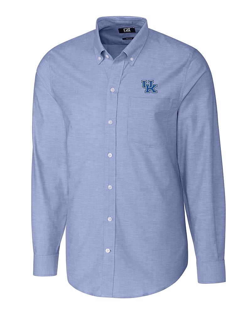 kentucky dress shirt Cutter & Buck Kentucky Wildcats Easy Care Stretch Oxford Mens Long Sleeve Button Down Shirt in French Blue