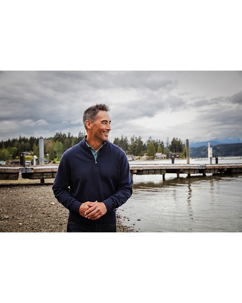 Tall Mens Sweater: Lakemont Tri-Blend Big & Tall Quarter Zip