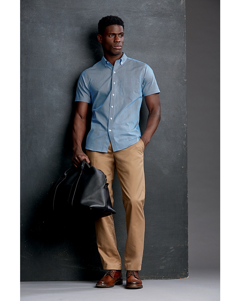 Cutter & Buck Mens Strive Rail Stripe Short Sleeve Shirt - Cutter