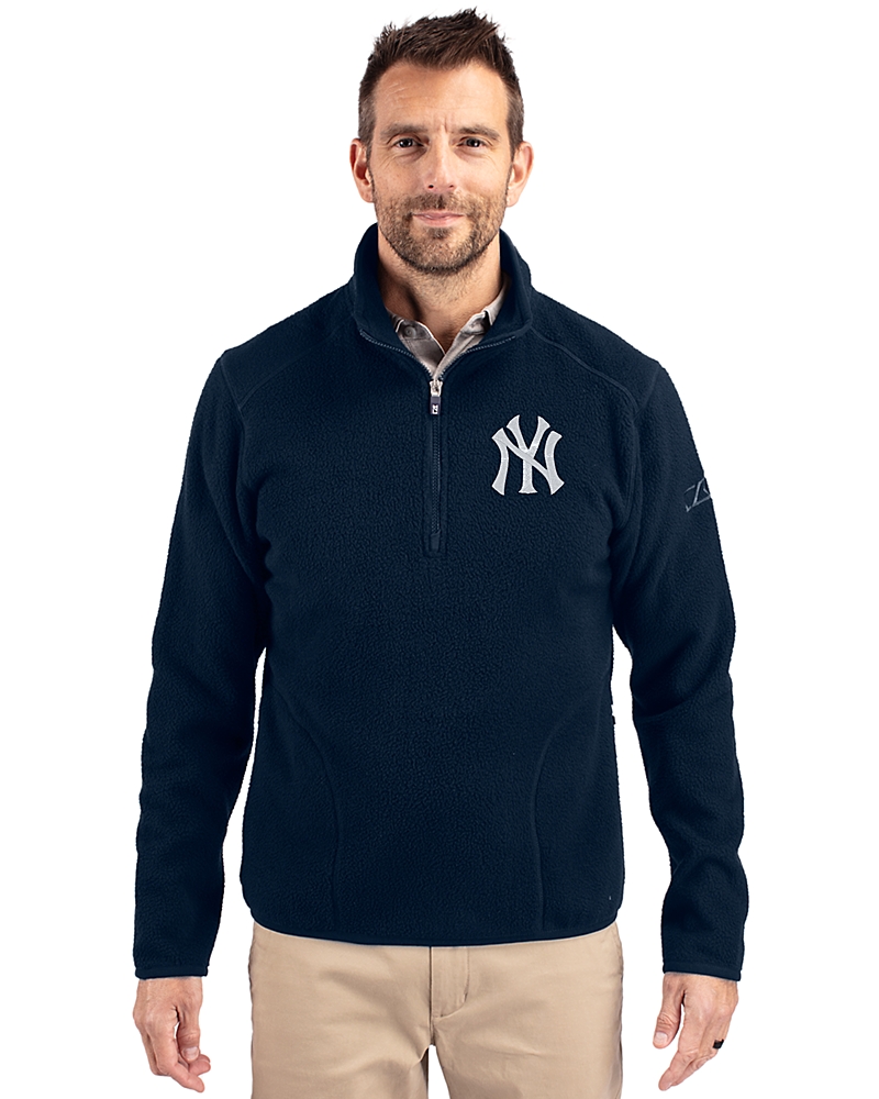 New York Yankees Cutter & Buck Cascade Eco Fleece Mens Quarter Zip