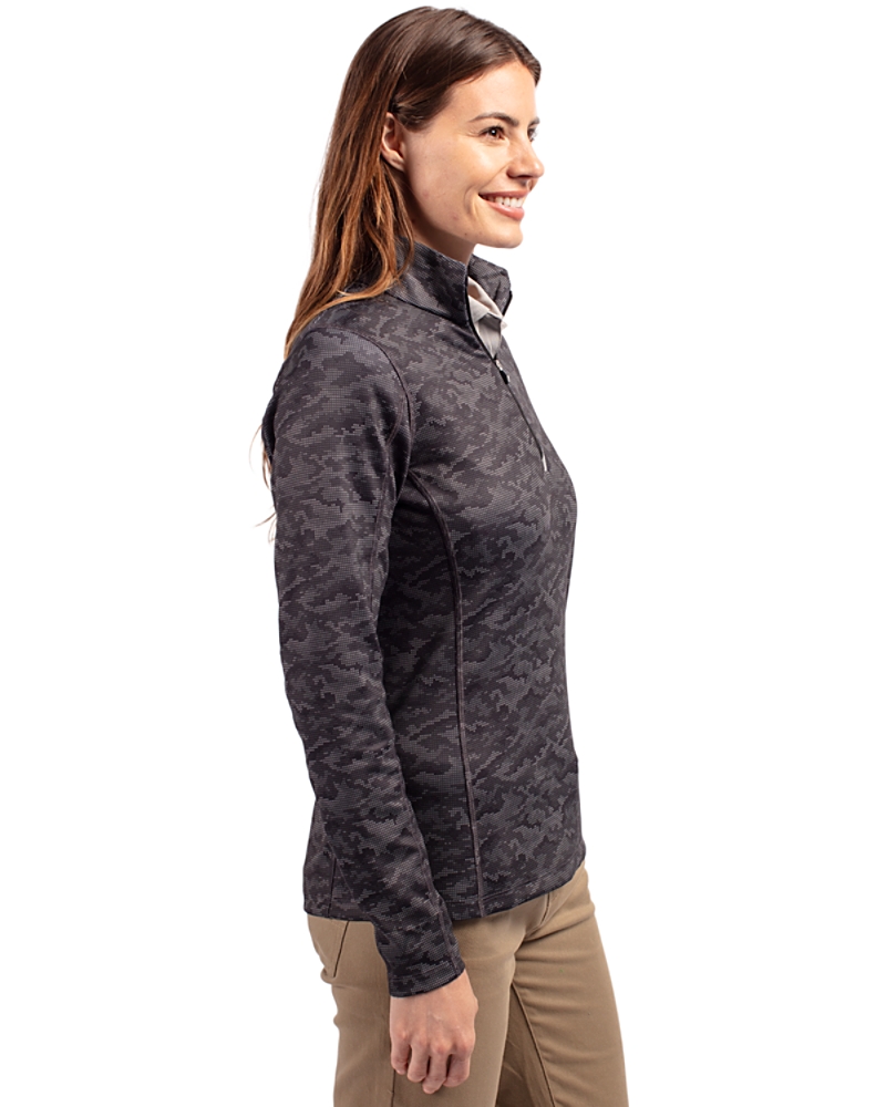 Cutter & Buck Traverse Stretch Eco Camo Print Quarter Zip