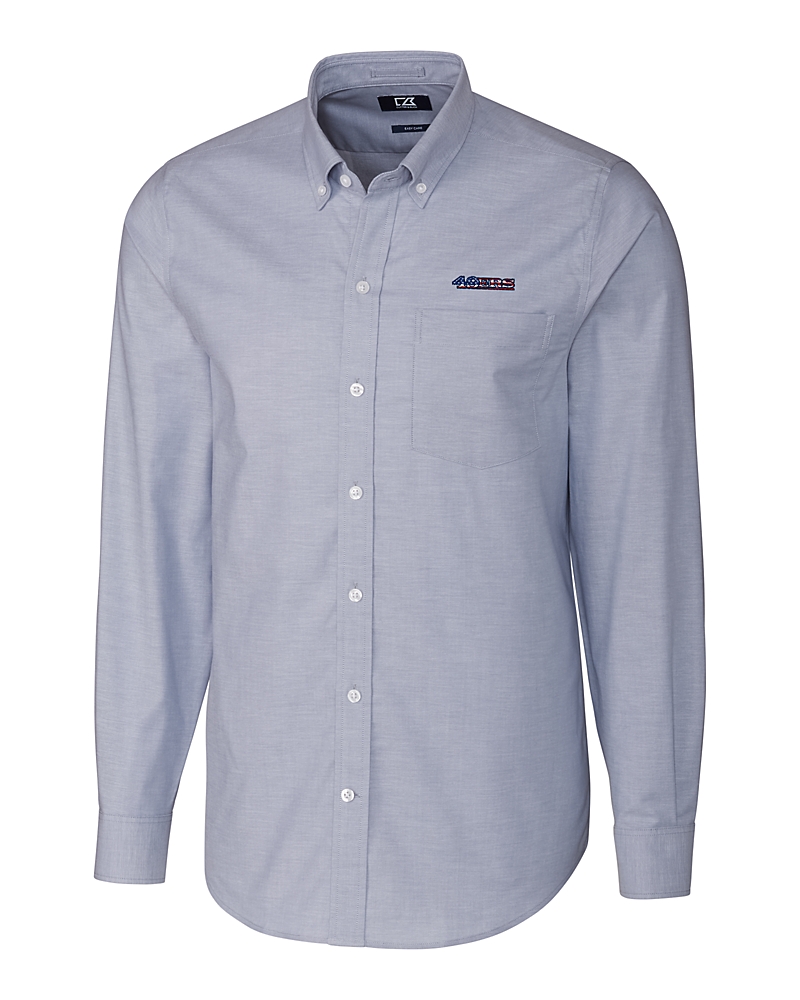 men's dress shirts san francisco Cutter & Buck San Francisco 49ers Americana Easy Care Stretch Oxford Mens Long Sleeve Button Down Shirt in Light Blue