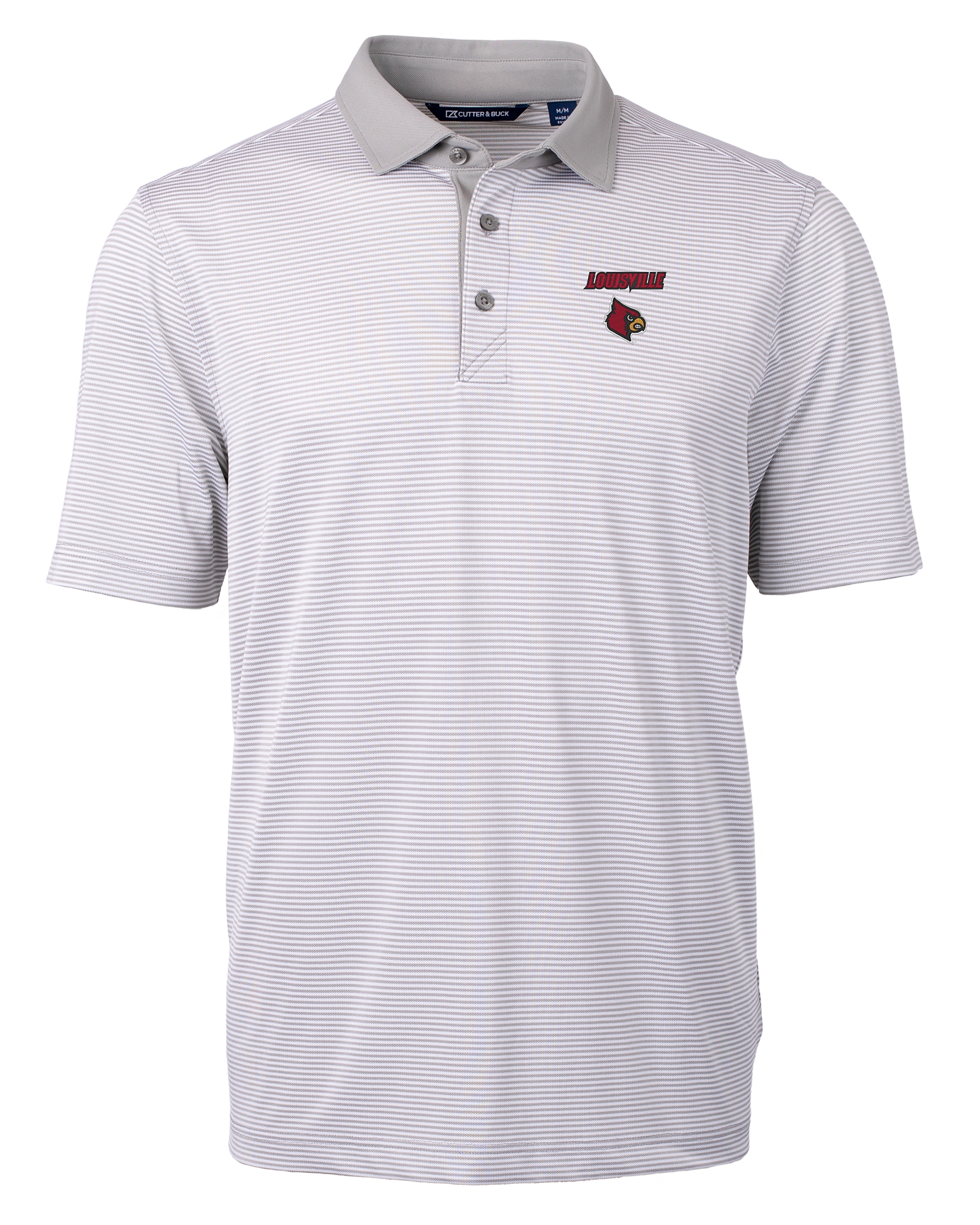 Louisville Cardinals Cutter & Buck Alumni Logo DryTec Genre Textured Solid  Polo - Gray
