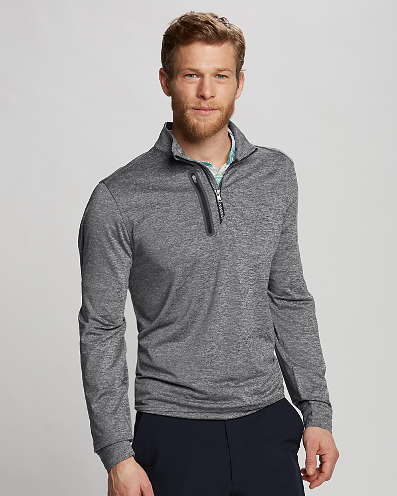 Cutter & Buck Stealth Heathered Quarter Zip Mens Pullover