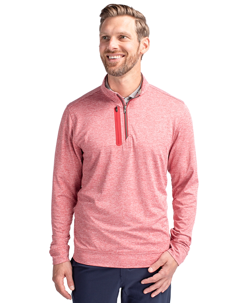 Cutter & Buck Stealth Heathered Mens Big and Tall Quarter Zip Pullover