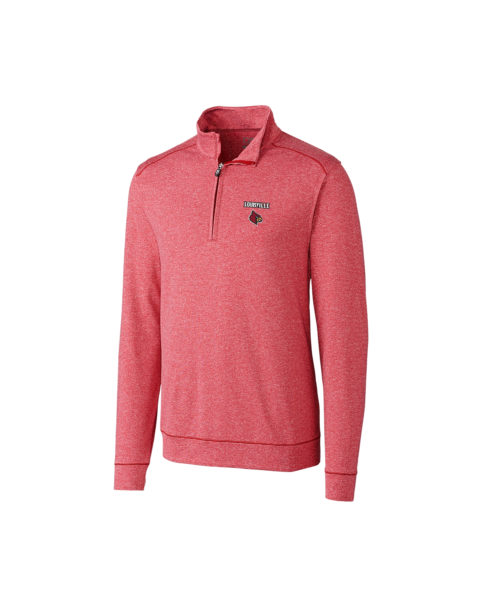 Louisville Cardinals Cutter & Buck Shoreline Heathered Quarter Zip Mens Big and Tall Pullover