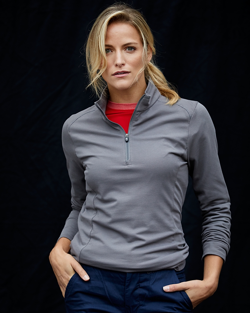 Cutter & Buck Advantage Tri-Blend Pique Half Zip Womens Top