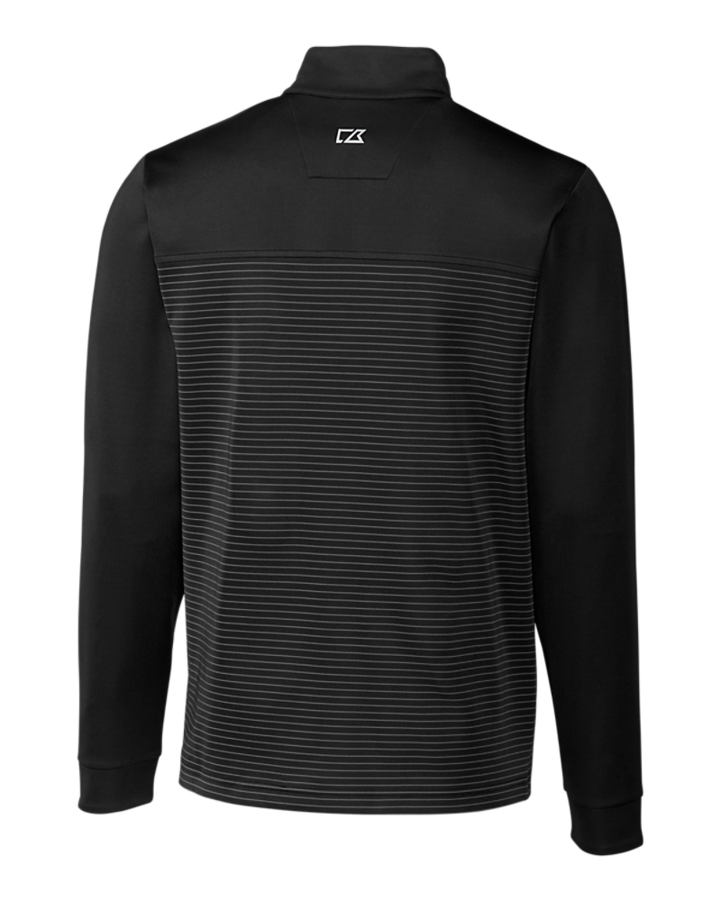 CUT STRIPE HALF ZIP PULL OVER SHIRT(BLACK)