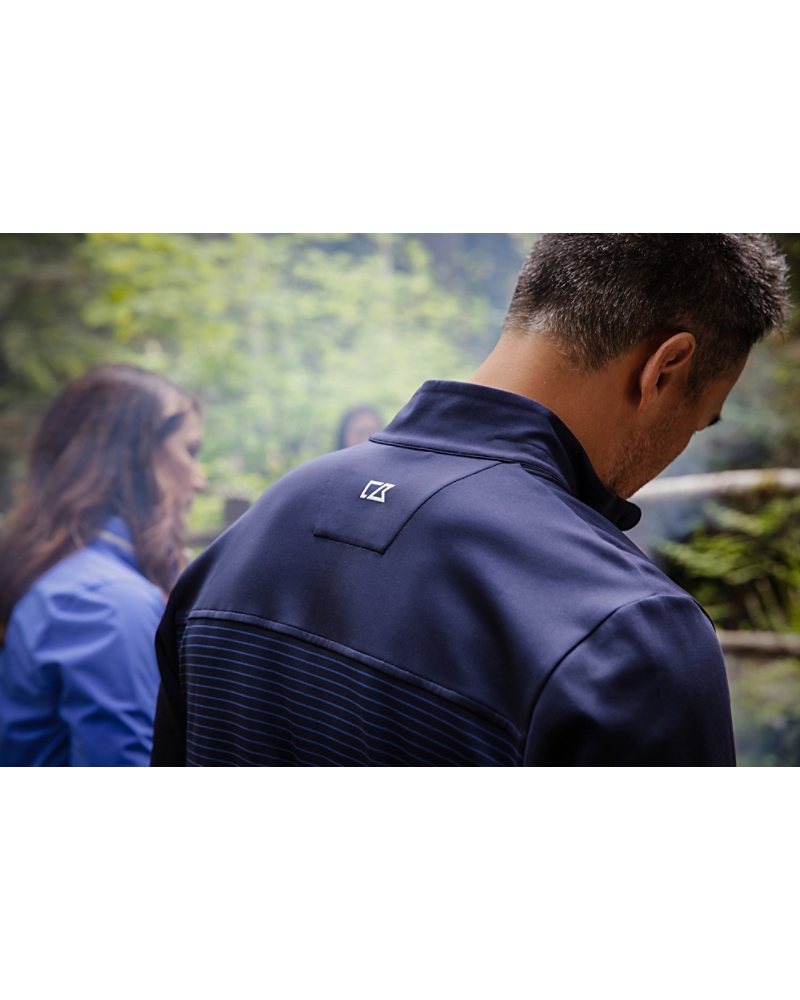 Cutter & Buck Traverse Stretch Eco Stripe Quarter Zip Mens