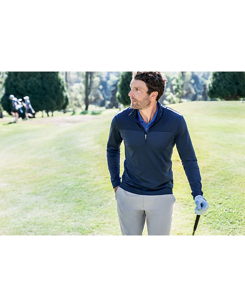 Cutter & Buck Traverse Stretch Eco Stripe Quarter Zip Mens
