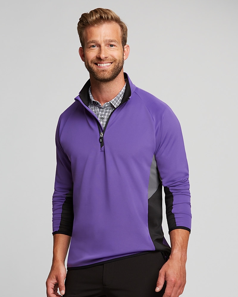 Cutter & Buck Traverse Colorblock Stretch Quarter Zip Mens Pullover