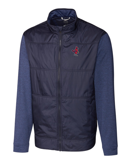 Memphis Redbirds Cutter & Buck Stealth Hybrid Quilted Mens Big and Tall Full Zip Windbreaker Jacket