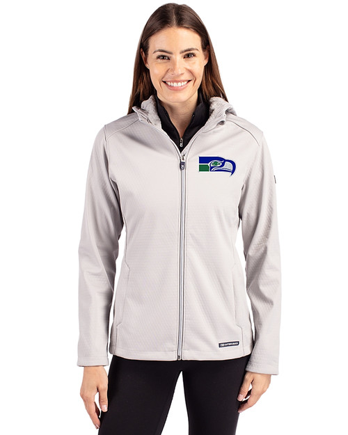 Seattle Seahawks Historic Cutter & Buck Evoke Softshell Recycled Full Zip Womens Jacket