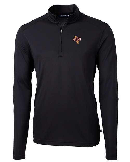 Midwestern State Mustangs Cutter & Buck Virtue Eco Pique Recycled Quarter Zip Mens Big & Tall Pullover