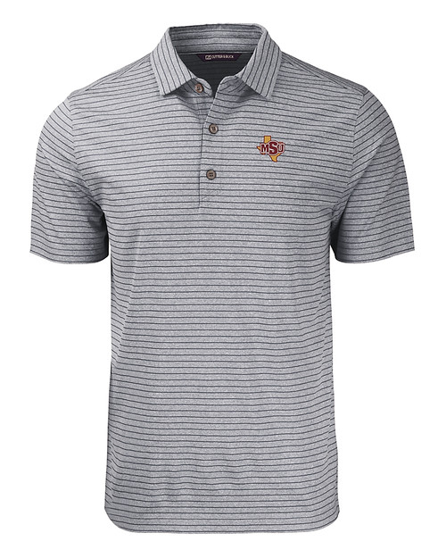 Midwestern State Mustangs Cutter & Buck Forge Eco Heather Stripe Stretch Recycled Mens Big & Tall Polo