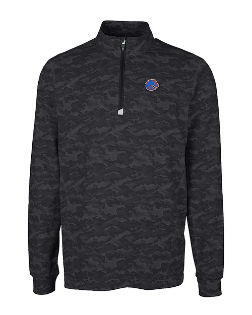 Boise State Broncos Cutter & Buck Traverse Stretch Eco Camo Print Quarter Zip Mens Big and Tall Pullover