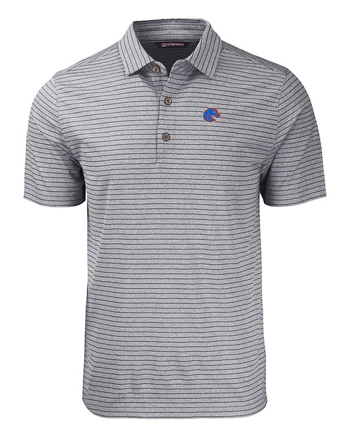 Boise State Broncos Cutter & Buck Forge Eco Heather Stripe Stretch Recycled Mens Big & Tall Polo
