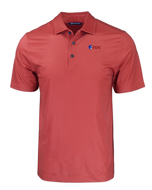 Fairleigh Dickinson Knights Cutter & Buck Pike Eco Tonal Geo Print Stretch Recycled Mens Big & Tall Polo