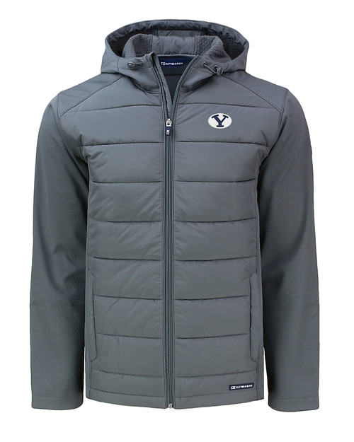 Brigham Young Cougars Cutter & Buck Evoke Hybrid Eco Softshell Recycled Full Zip Mens Big & Tall Hooded Jacket
