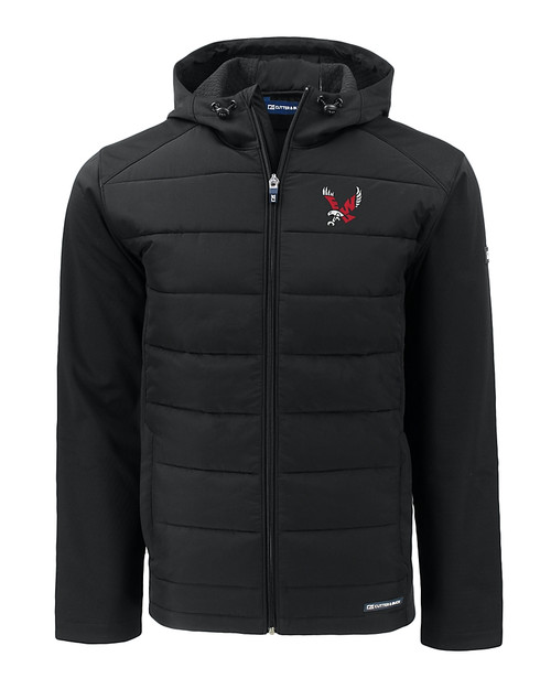 Eastern Washington Eagles Cutter & Buck Evoke Hybrid Eco Softshell Recycled Full Zip Mens Big & Tall Hooded Jacket