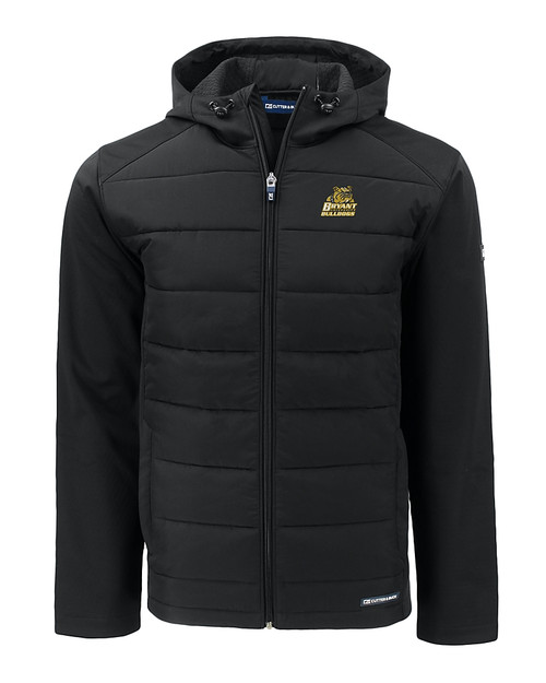 Bryant University Bulldogs Cutter & Buck Evoke Hybrid Eco Softshell Recycled Full Zip Mens Big & Tall Hooded Jacket