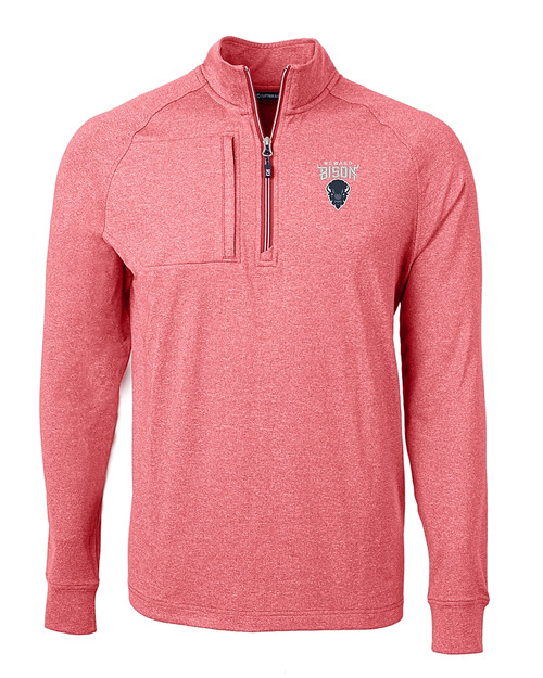 Howard Bison Cutter & Buck Adapt Eco Knit Heather Mens Quarter Zip Pullover