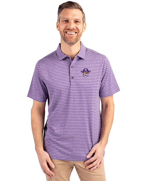 East Carolina (ECU) Pirates College Vault Cutter & Buck Forge Eco Heather Stripe Stretch Recycled Mens Polo
