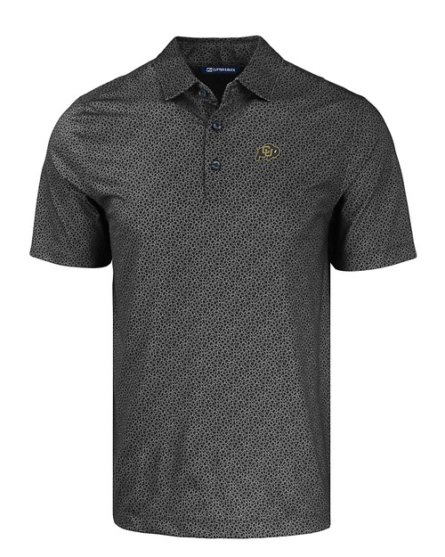 Colorado Buffaloes Cutter & Buck Pike Eco Pebble Print Stretch Recycled Mens Polo