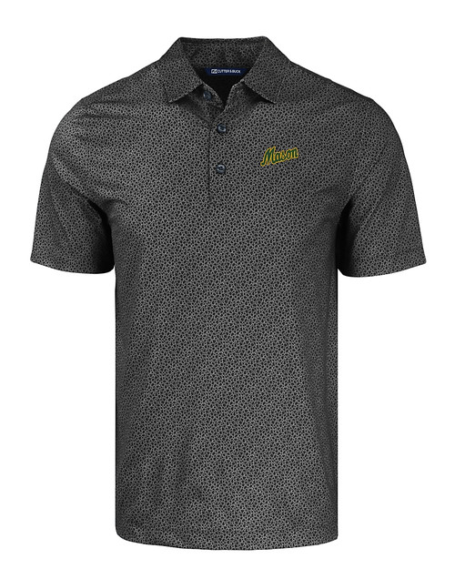 George Mason Patriots College Vault Cutter & Buck Pike Eco Pebble Print Stretch Recycled Mens Polo