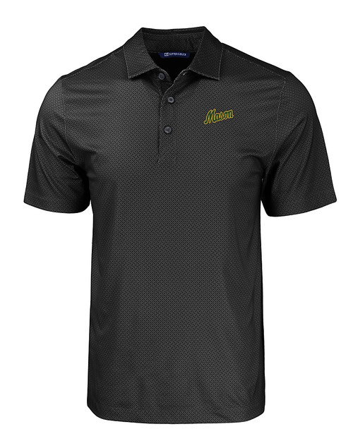 George Mason Patriots College Vault Cutter & Buck Pike Eco Tonal Geo Print Stretch Recycled Mens Polo
