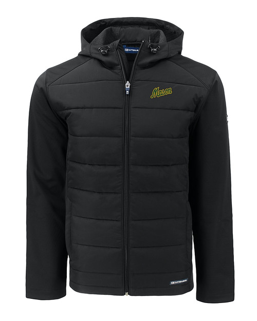 George Mason Patriots College Vault Cutter & Buck Evoke Hybrid Softshell Recycled Full Zip Mens Hooded Jacket