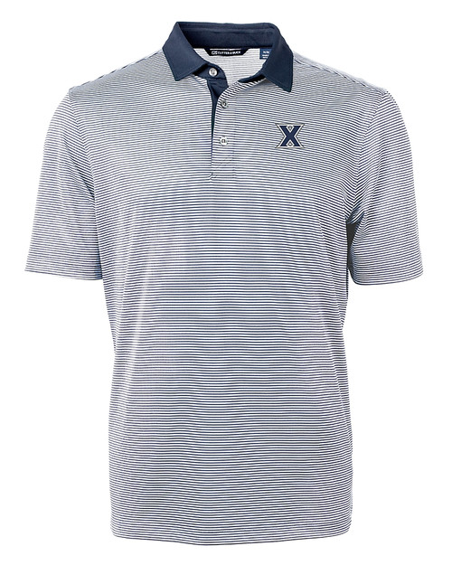 Xavier Musketeers Cutter & Buck Virtue Eco Pique Micro Stripe Recycled Mens Polo