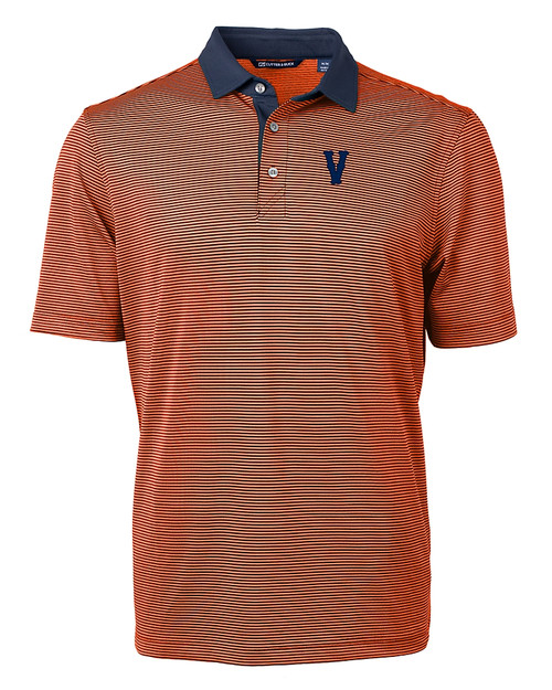 Virginia Hoos College Vault Cutter & Buck Virtue Eco Pique Micro Stripe Recycled Mens Polo