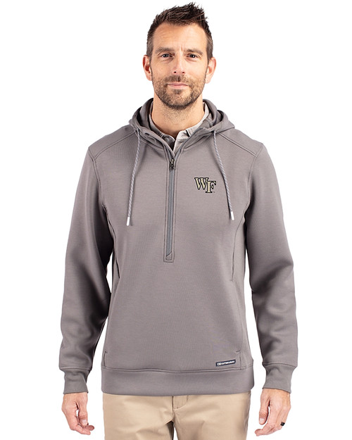 Wake Forest Demon Deacons Cutter & Buck Roam Eco Half Zip Recycled Mens Hooded Pullover