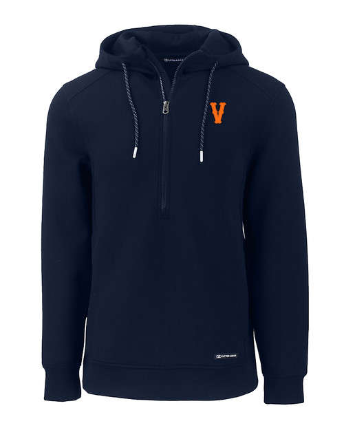 Virginia Hoos College Vault Cutter & Buck Roam Eco Half Zip Recycled Mens Hooded Pullover