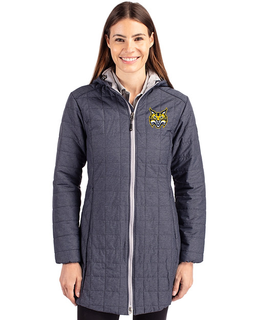 Quinnipiac Bobcats Cutter & Buck Rainier PrimaLoft®  Womens Eco Insulated Hooded Long Coat