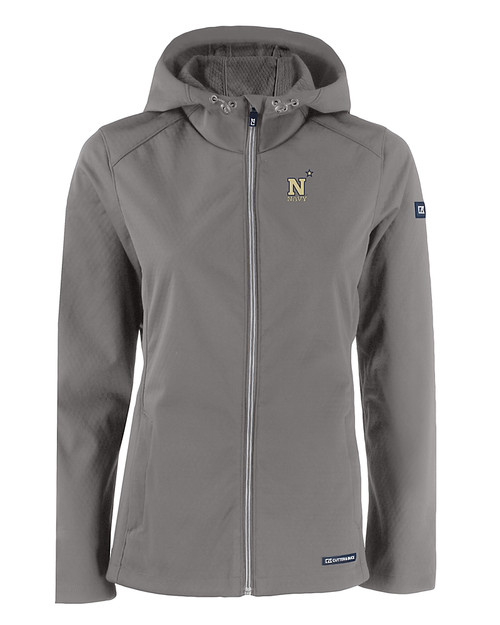 Navy Midshipmen Cutter & Buck Evoke Softshell Recycled Full Zip Womens Jacket