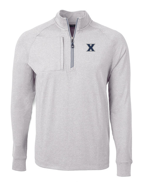 Xavier Musketeers Cutter & Buck Adapt Eco Knit Heather Mens Quarter Zip Pullover