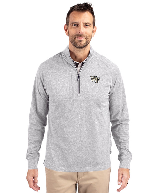 Wake Forest Demon Deacons Cutter & Buck Adapt Eco Knit Heather Mens Quarter Zip Pullover